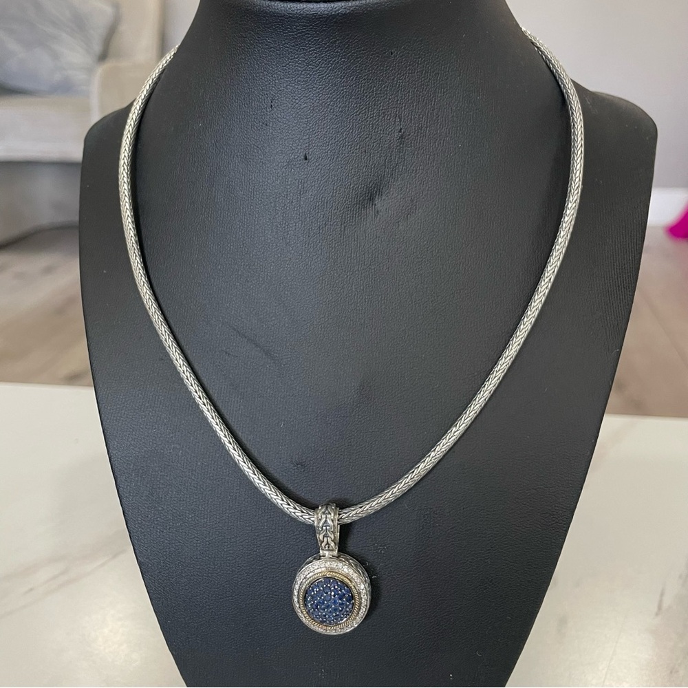 Effy 925 18k Blue Pendant  Necklace with Diamonds